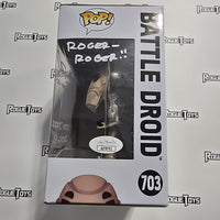 Funko POP STAR WARS #703- Battle Droid (autographed with JSA COA)