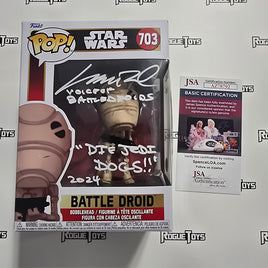 Funko POP STAR WARS #703- Battle Droid (autographed with JSA COA)