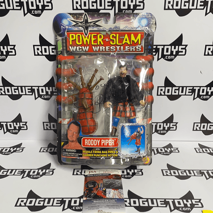 ToyBiz Power Slam WCW Wrestlers Roddy Piper with Missile Firing Bag Pipes and Hammer Punching Action Autographed - Rogue Toys