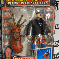 ToyBiz Power Slam WCW Wrestlers Roddy Piper with Missile Firing Bag Pipes and Hammer Punching Action Autographed - Rogue Toys