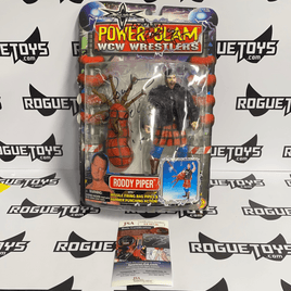 ToyBiz Power Slam WCW Wrestlers Roddy Piper with Missile Firing Bag Pipes and Hammer Punching Action Autographed - Rogue Toys